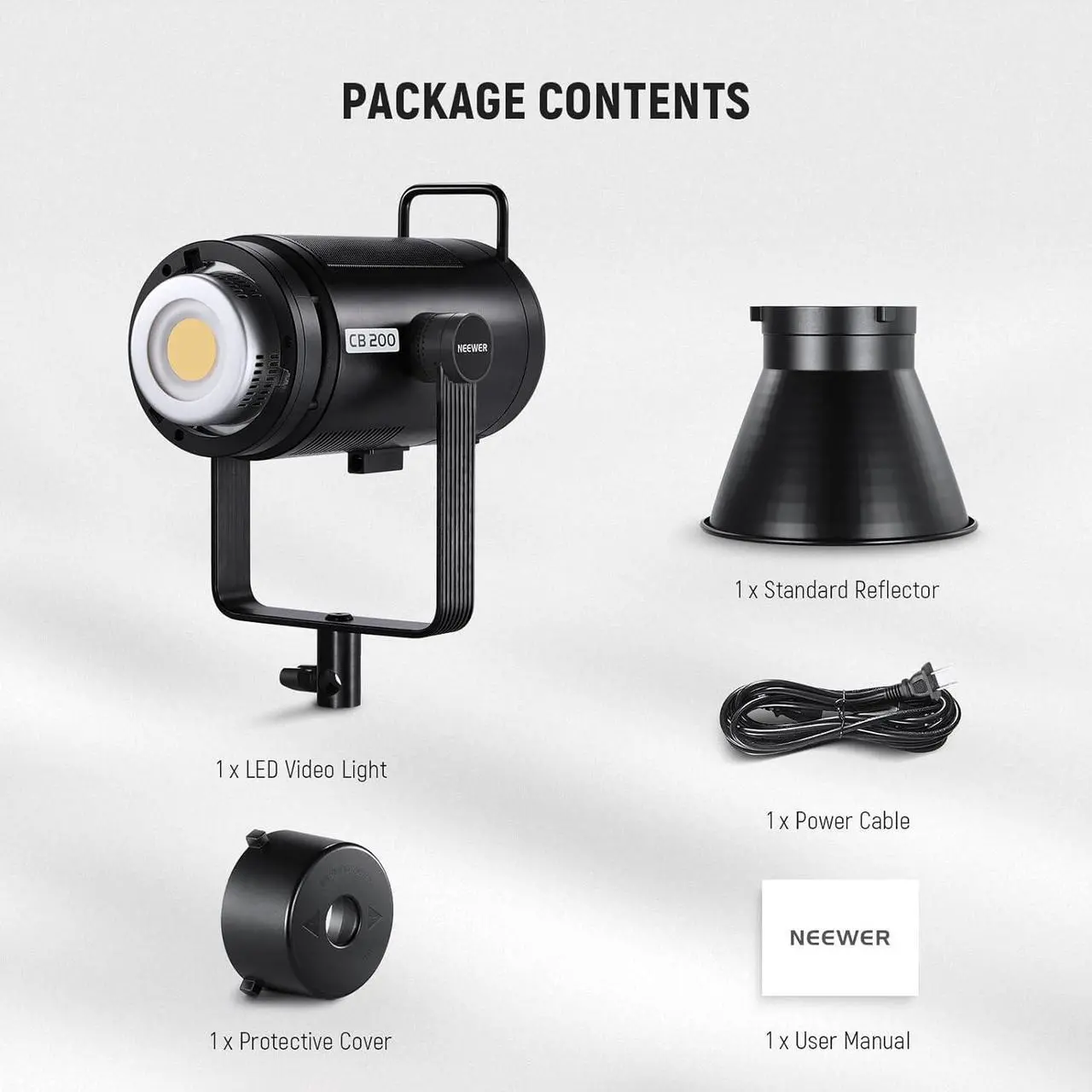Alt view image 7 of 7 - CB200 210W LED Video Light with 2.4G/APP Control, 5600K Daylight COB Continuous Output Lighting for Photography with 98500lux/m, CRI97+/TLCI97+, 9 Scenes, PWM Dimming, Bowens Mount
