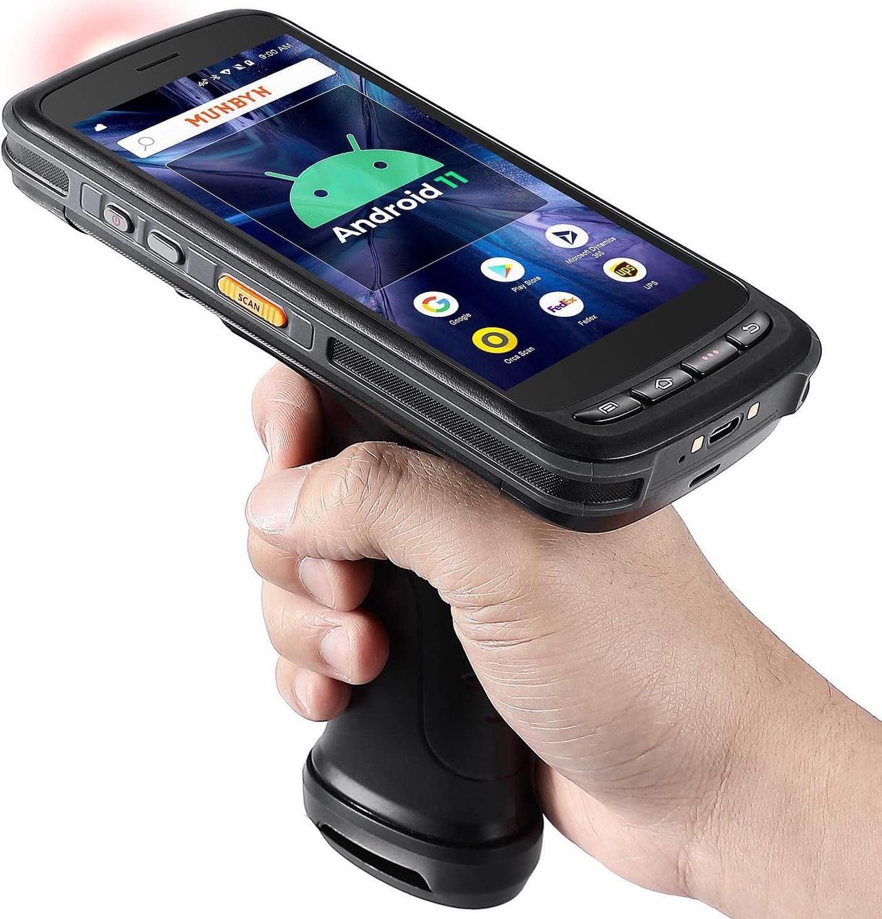 Main image of MUNBYN Android Barcode Scanner Full Screen, 8000mAh Mobile Computer, Equip with 1D/2D QR Zebra Scanner Engine, Pistol Grip Handheld Android 11,PDA for WMS, 4G Wi-Fi GPS Data Inventory Barcode Scanner
