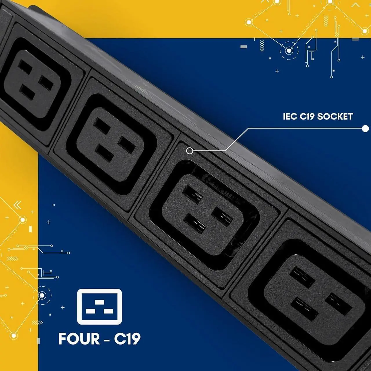 Alt view image 7 of 7 - 240V Power Strip with 6 -C13 & 4- C19 Outlets, 30 Amp, Rack Mount, Breaker and Surge Protector, 7200 Watt, 6ft 10 AWG Cord with L6-30P Plug, Digital Meter ASIC Mining (Black)