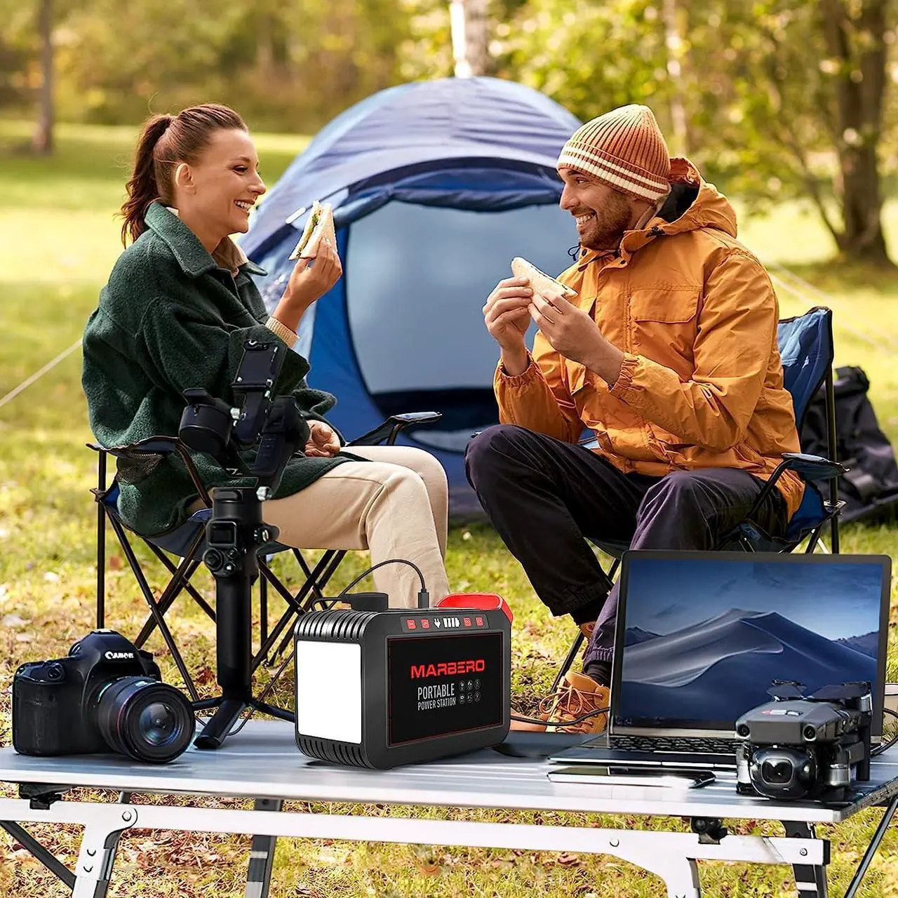 Alt view image 2 of 7 - Portable Power Station 300W MARBERO 237Wh Camping Solar Generator Backup Lithium Battery with Pure Sine Wave 110V AC Outlet, USB C, USB A, DC for Outdoors Camping CPAP Home Blackout Emergency