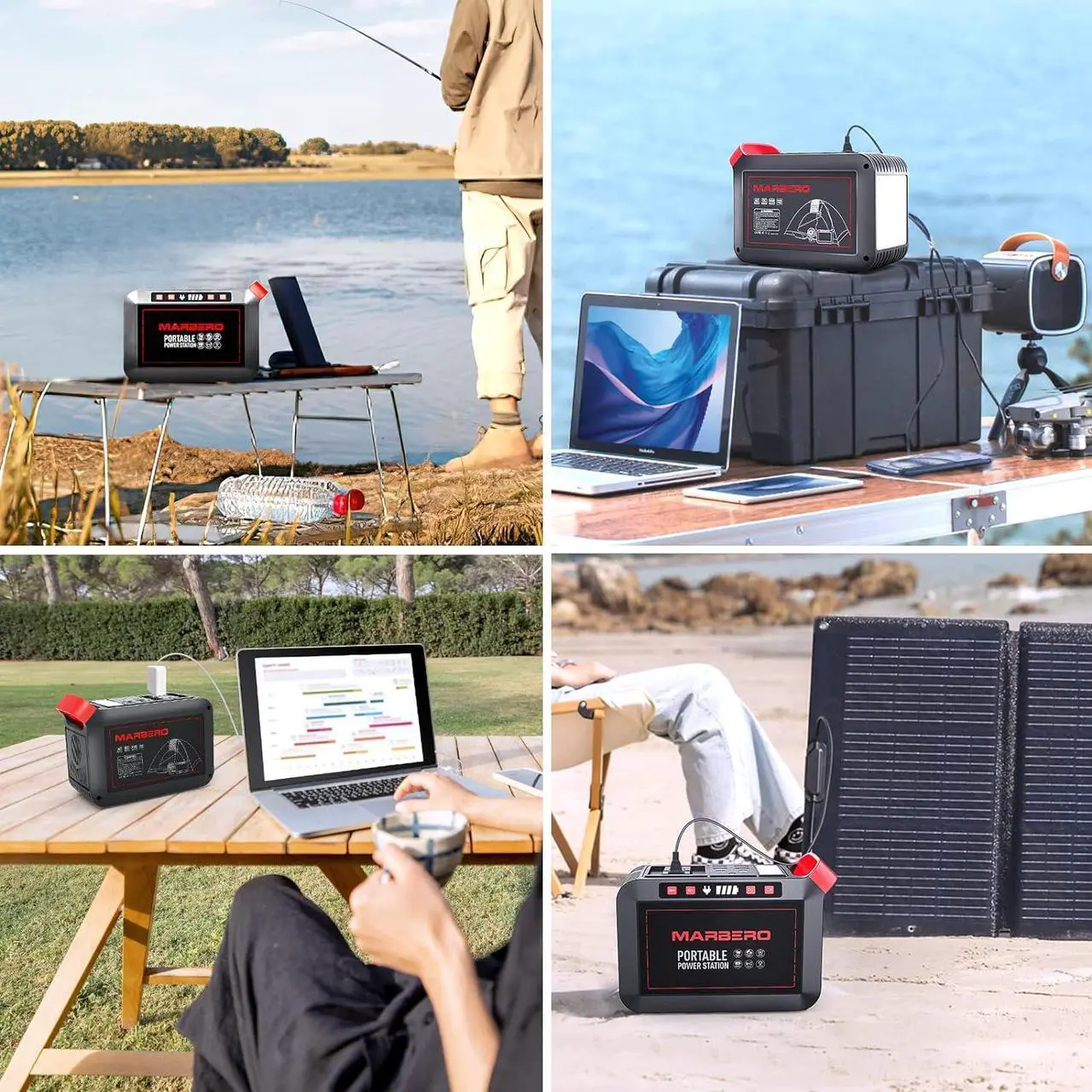Alt view image 4 of 7 - Portable Power Station 300W MARBERO 237Wh Camping Solar Generator Backup Lithium Battery with Pure Sine Wave 110V AC Outlet, USB C, USB A, DC for Outdoors Camping CPAP Home Blackout Emergency