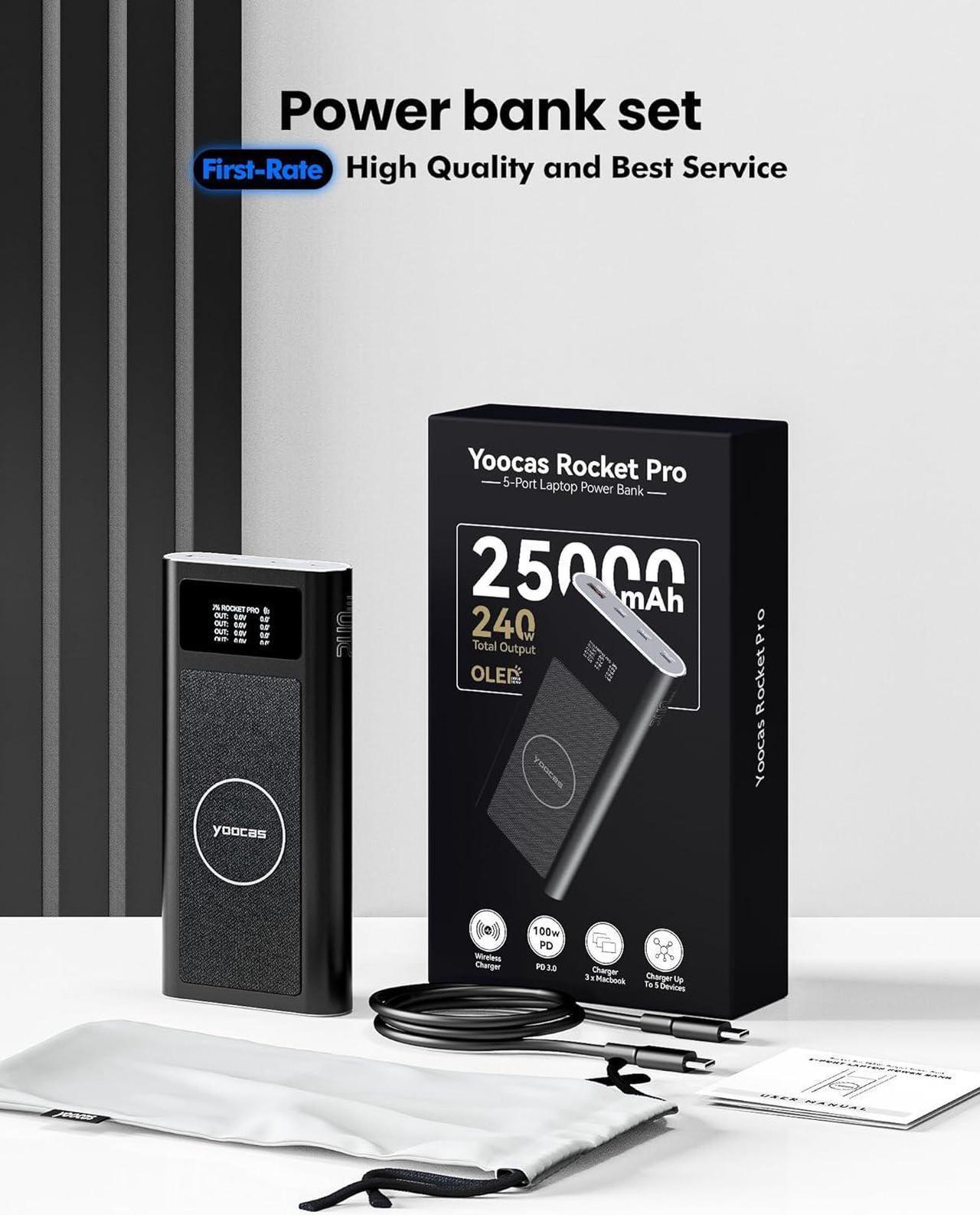Alt view image 6 of 7 - PD 240W Power Bank-25000mAh Portable Charger with High-Speed Charging -Smart Digital Display 4 Ports USB C/USB A/Wireless Battery Pack for iPhone,Pad,Mac Air/pro,h P,,Lenovo,Switch.