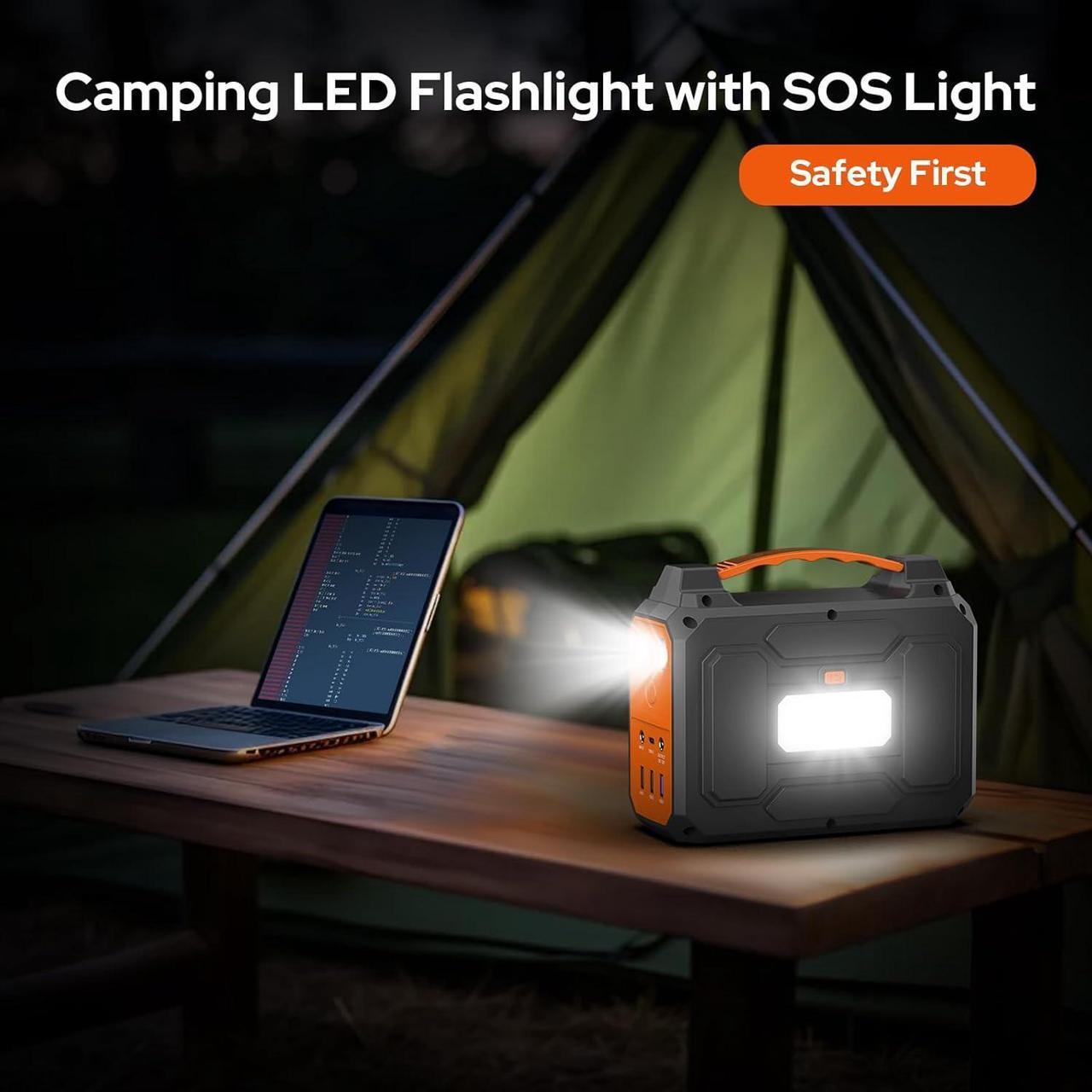 Alt view image 5 of 7 - Portable Solar Generator with Panel, 100W Portable Power Station with 40W Solar Panel, 110V AC Outlet Camping Solar Power Generator 146Wh Lithium Battery Pack for Home Use, RV, Outdoor Power Outage