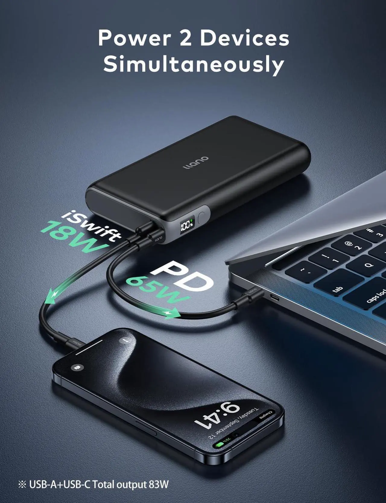 Alt view image 5 of 7 - 100W Power Bank, 30000mAh Portable Laptop Charger USB C PD Battery Pack Compatible with MacBook Pro/Air, iPhone 15/14, S24, Steam Deck and More
