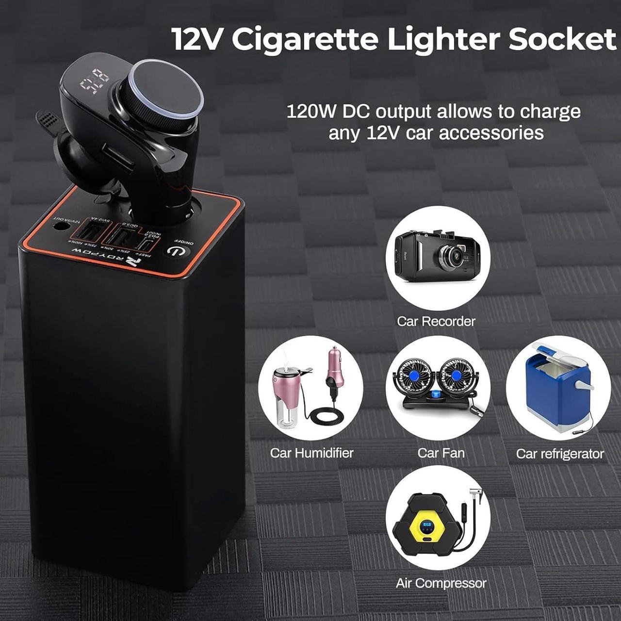 Alt view image 4 of 7 - 30W PD Portable Charger with 12V/10A Cigarette Lighter Socket, 86.58Wh USB C Laptop Power Bank, 18W QC& 12V DC External Battery Pack, Perfect for MacBook Air iPad Phone Dash Cam or Camping