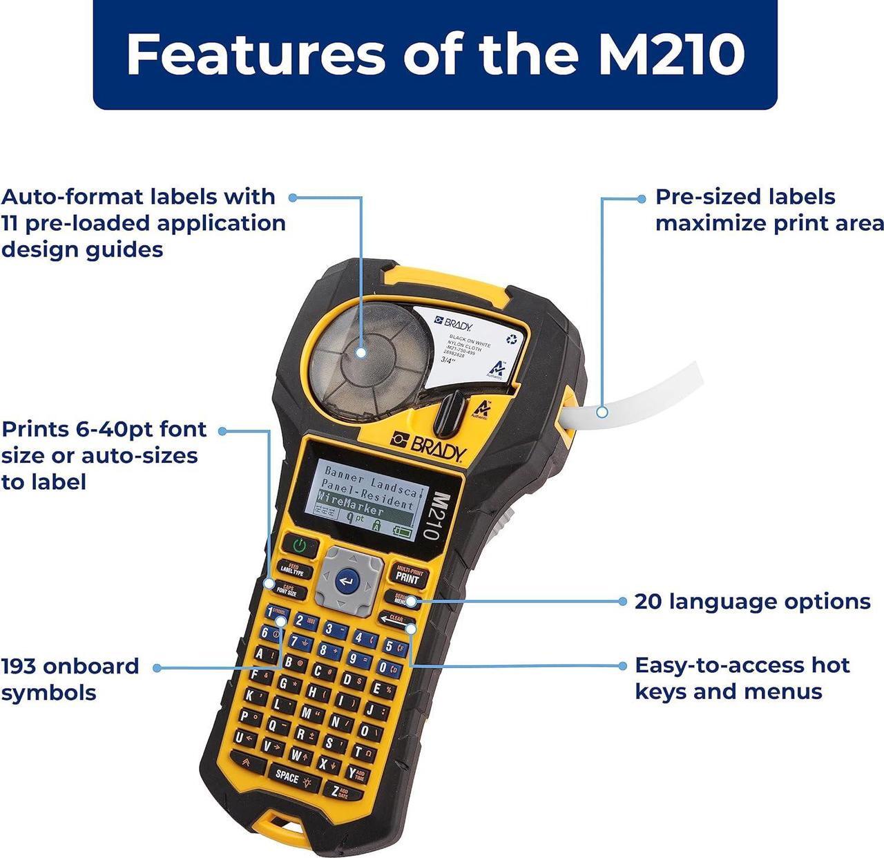 Alt view image 2 of 7 - M210 Portable Label Printer Kit (M210-KIT), Yellow/Black