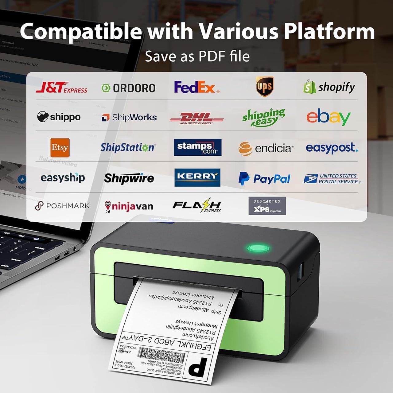 Alt view image 5 of 7 - Thermal Label Printer, 4x6 Shippping Label Printer for Shipping Packages, Commercial Thermal Label Maker, Compatible with , Ebay, Etsy, Shopify, etc, Support Windows and Mac (Gray) Count