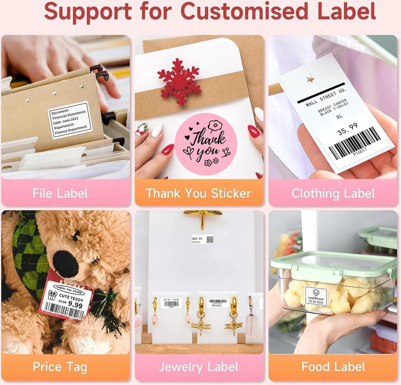 Alt view image 6 of 7 - M220 3.14 Inch Label Marker Printer, Bluetooth Label Maker Machine with 1 Pack Label, Thermal Sticker Printer for Barcode, Address, Name, Small Business & Home