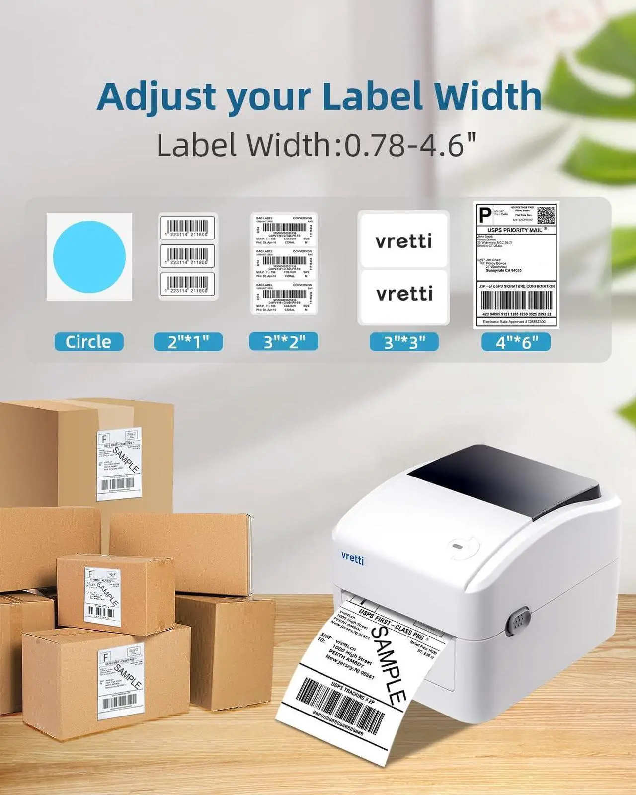 Alt view image 3 of 7 - Shipping Label Printer, Thermal Label Printer for Shipping Packages, 4x6 Barcode Label Printer Compatible with Windows Mac System, Label Maker Machine for Small Business UPS Ebay  label
