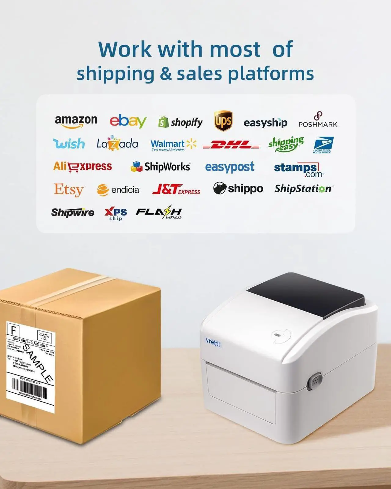 Alt view image 5 of 7 - Shipping Label Printer, Thermal Label Printer for Shipping Packages, 4x6 Barcode Label Printer Compatible with Windows Mac System, Label Maker Machine for Small Business UPS Ebay  label