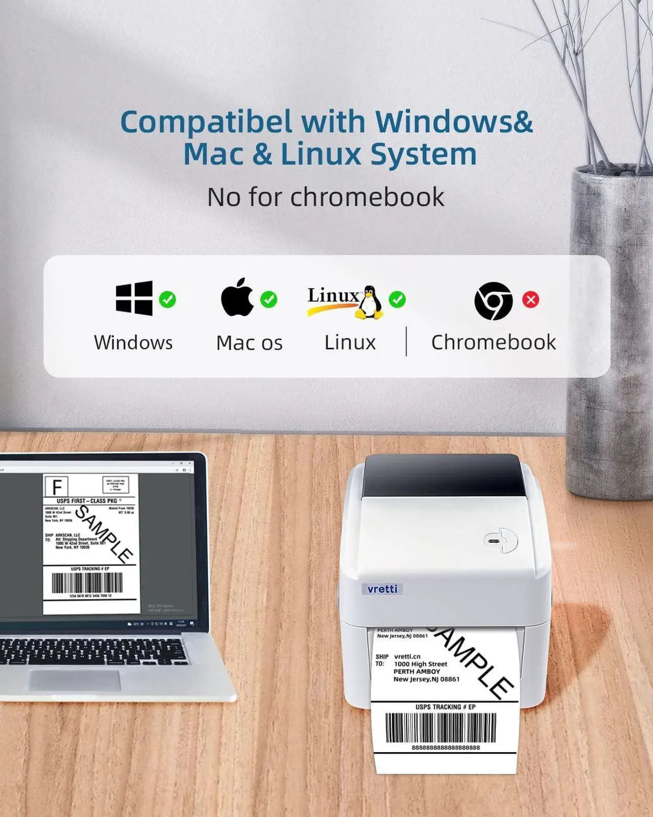 Alt view image 4 of 7 - Shipping Label Printer, Thermal Label Printer for Shipping Packages, 4x6 Barcode Label Printer Compatible with Windows Mac System, Label Maker Machine for Small Business UPS Ebay  label