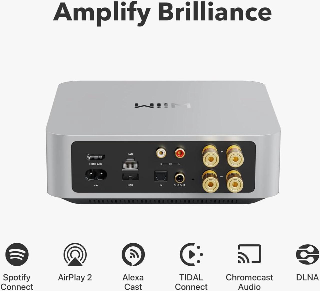 Alt view image 2 of 7 - Multiroom Streaming Amplifier with AirPlay 2, Chromecast, HDMI & Voice Control  Stream Spotify,Tidal & More - Silver