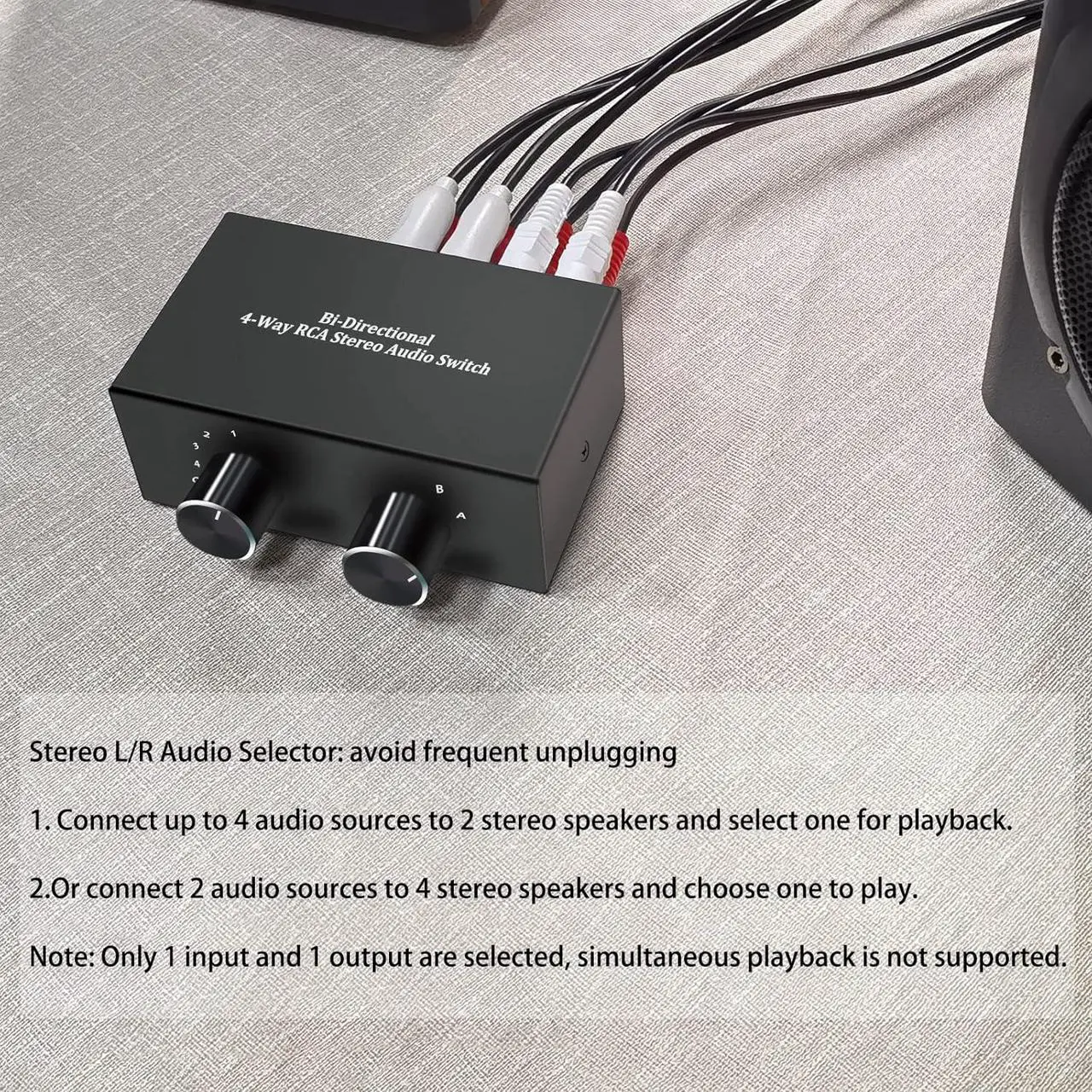 Alt view image 2 of 7 - 6-Channel RCA Audio Switcher 6 Input-1Output Audio Selector Passive Stereo Selector Box Compatible Home Theater, HDTV, Amplifiers, Hi-Fi Systems, Speakers etc.