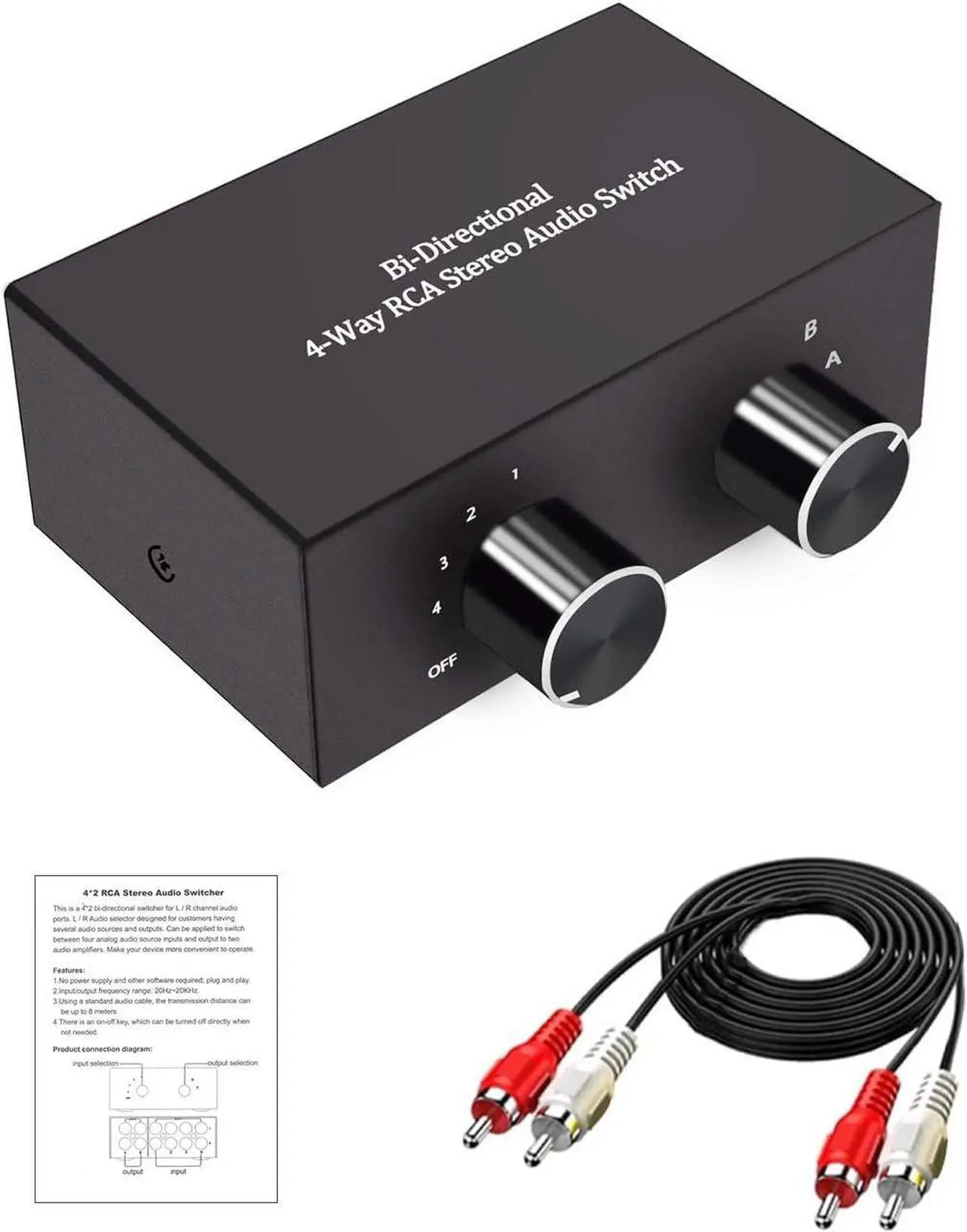 Alt view image 6 of 7 - 6-Channel RCA Audio Switcher 6 Input-1Output Audio Selector Passive Stereo Selector Box Compatible Home Theater, HDTV, Amplifiers, Hi-Fi Systems, Speakers etc.