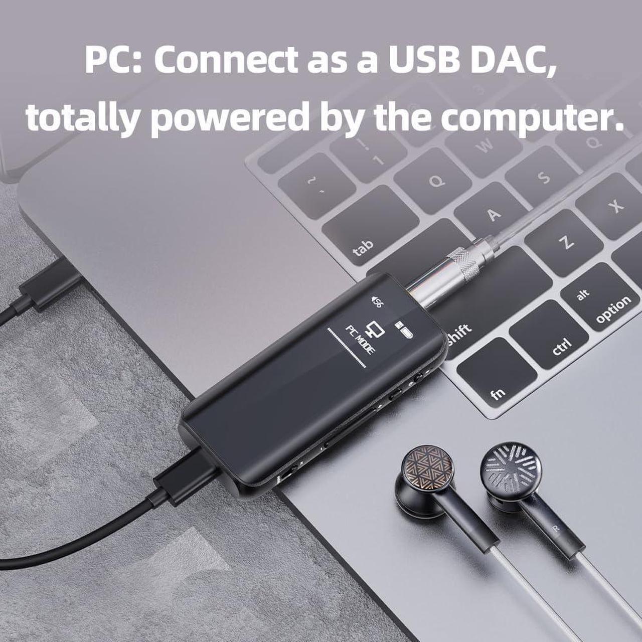 Alt view image 4 of 7 - BTR15 Headphone Amps Bluetooth 5.1 Receiver High Resolution 384K/32Bit Native DSD256 USB DAC Supports LDAC/aptX HD/MQA for Smartphones/PC/Car/Home Audio (Titanium)