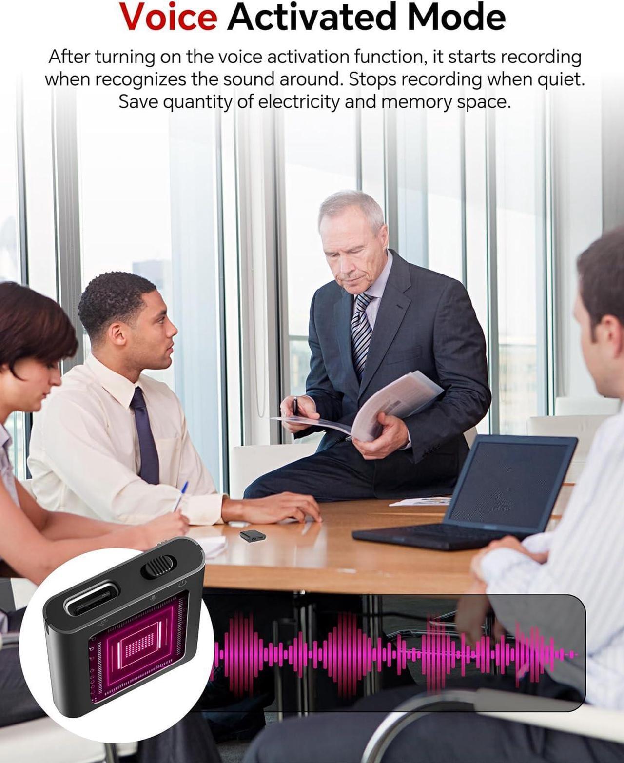 Alt view image 4 of 6 - 128GB Digital Voice Recorder, 1750 Hours Rechargeable Audio Voice Activated Recorder  Perfect for Recording Lectures, Meetings, Conversation and Interviews