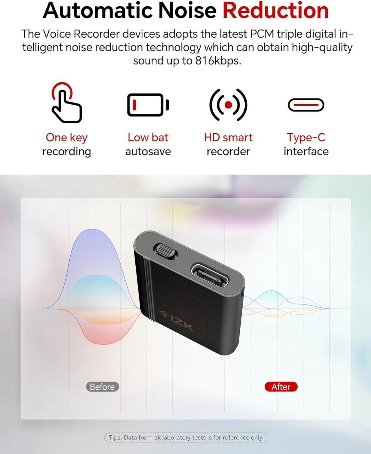 Alt view image 6 of 6 - 128GB Digital Voice Recorder, 1750 Hours Rechargeable Audio Voice Activated Recorder  Perfect for Recording Lectures, Meetings, Conversation and Interviews