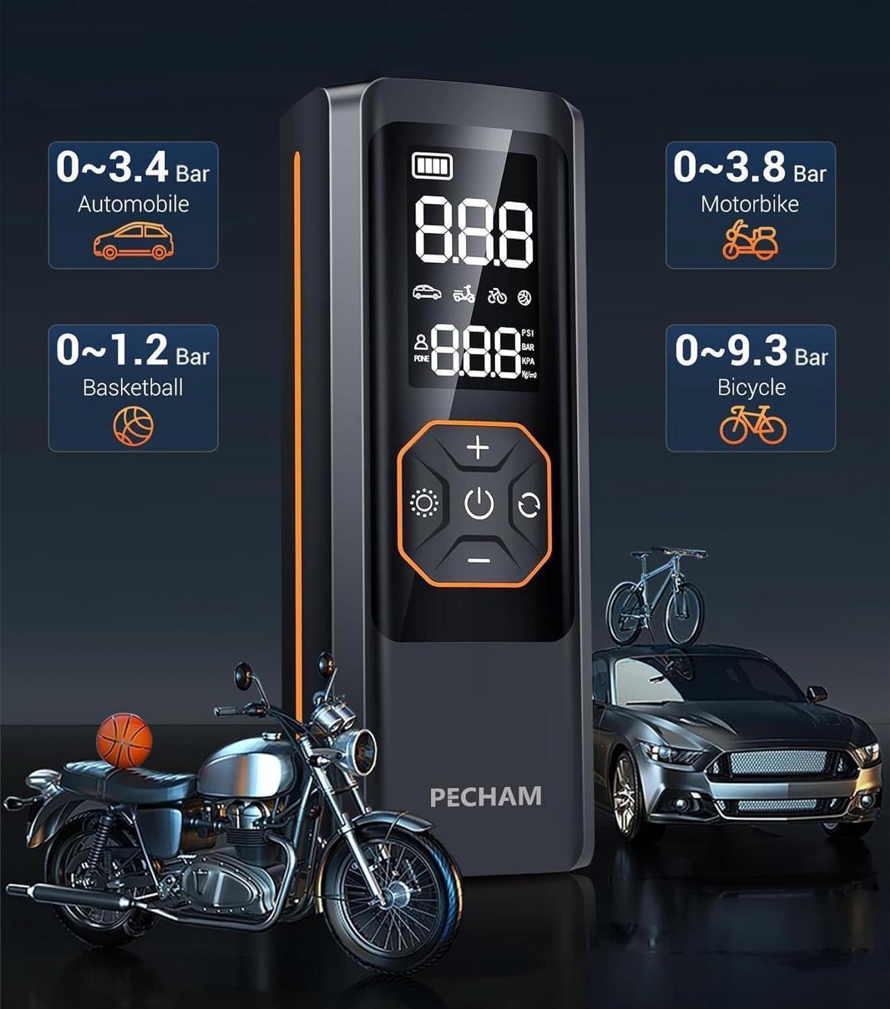 Alt view image 2 of 7 - Tire Inflator Portable Air Compressor,USB 5V 8000mAh Battery 150 PSI Cordless Tire Pump Electric Air Pump for Car Tires,Fits Car/Truck/Motorcycle/Balls/Bicycles