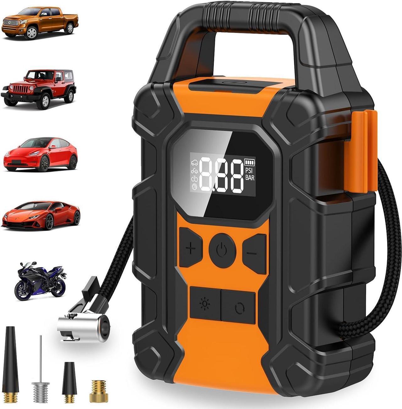 Main image of Tire Inflator Portable Air Compressor,150 PSI Heavy Duty Cordless Air Pump for Car Tires, 4X Faster Inflation Battery Operated Car Tire Pump for Big Cars, Motorcycles, Bikes