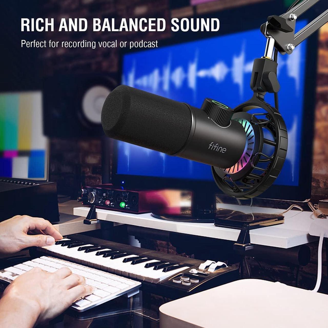 Alt view image 7 of 7 - USB Gaming Microphone, RGB Dynamic Mic for PC, with Tap-to-Mute Button, Plug & Play Cardioid Mic with Headphone Jack for Streaming, Podcast, Twitch, YouTube, Discord- K658