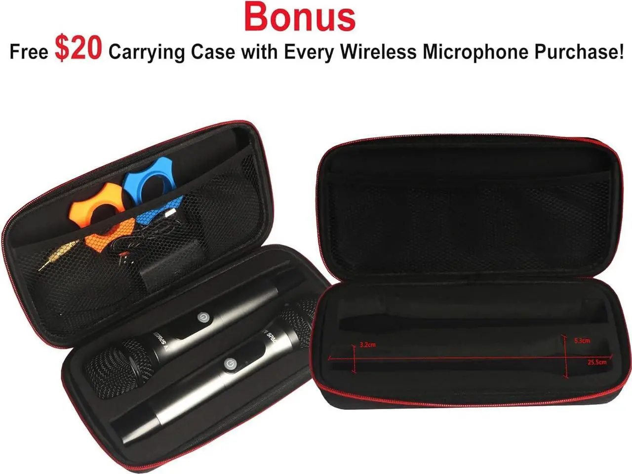 Alt view image 6 of 7 - Rechargeable Wireless Microphone PA System - Professional Dual UHF Metal Handheld Mics for Karaoke, Weddings, Parties, Speeches - Long Range (200ft), Cordless Dynamic Mic Kit, Plug and Play