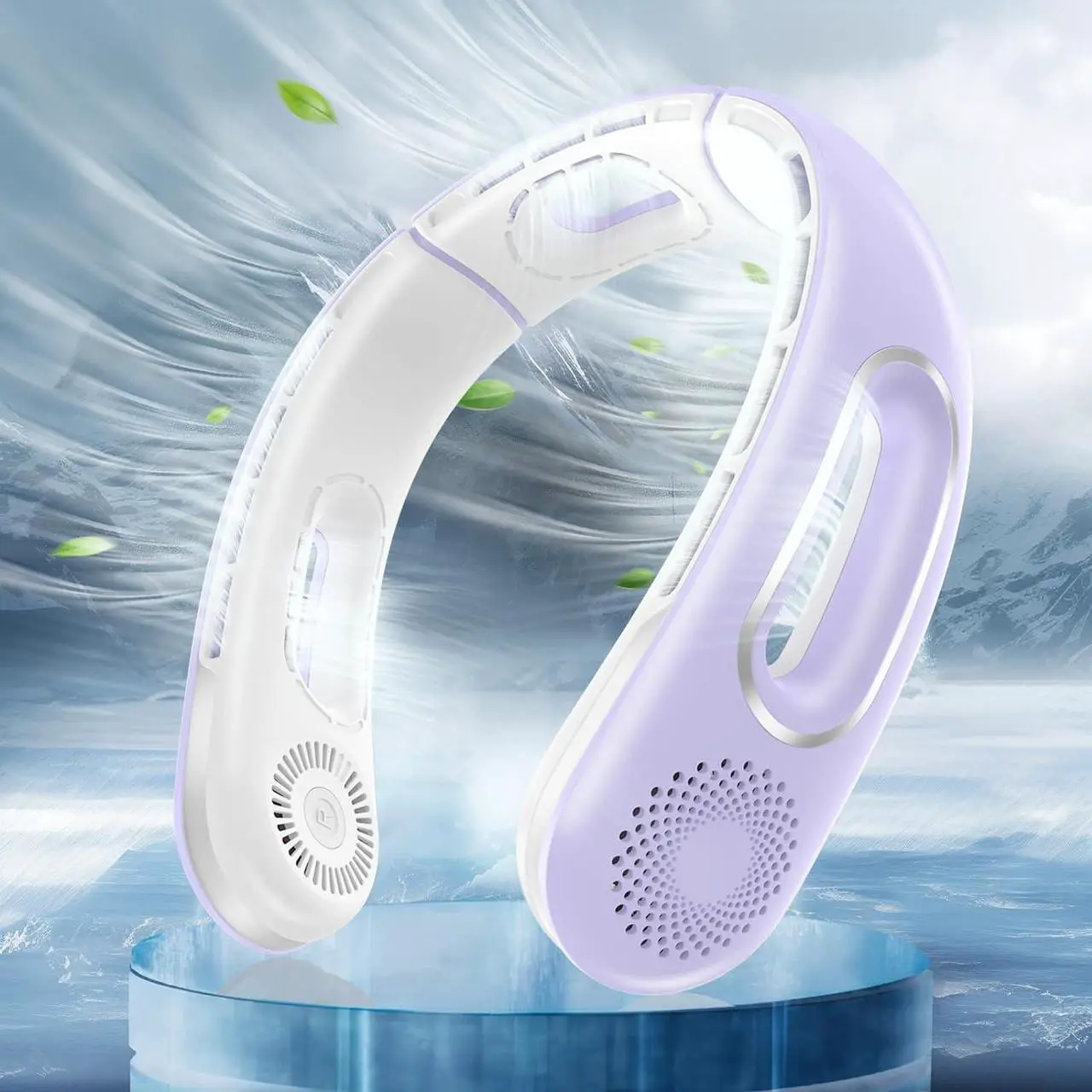 Main image of Neck Fan, Hands Free Bladeless Neck Fans Portable Rechargeable, 360° Cooling Neck Fan, 4 Speeds, Quiet, 5200 mAh Battery Operated USB Wearable Personal Fan Gifts for Women, Travel, Outdoor