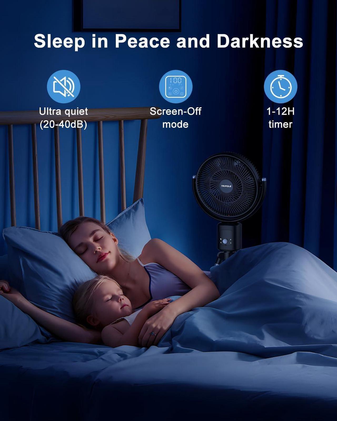 Alt view image 3 of 6 - Oscillating Standing Fan 11 Outdoor Fan for Patios Quiet Pedestal Fan 12000mAh Rechargeable Battery Operated Floor Fan with Remote Control Portable Fan for Bedroom Patio Home Camping Travel
