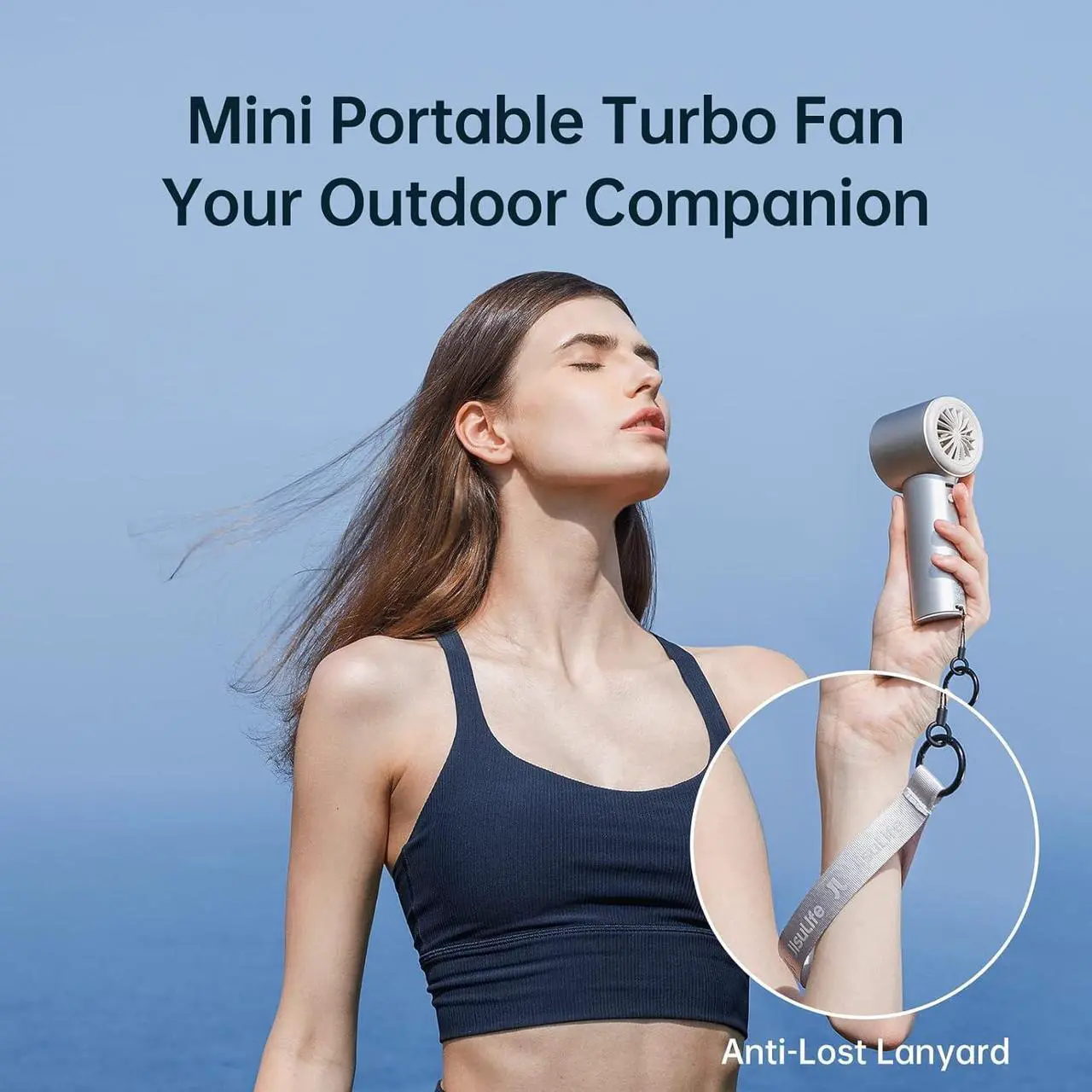 Alt view image 7 of 7 - Portable Handheld Fan,Speed(1-100) Adjustable Turbo Mini Fan,3600mAh Battery Rechargeable Personal Fan,Digital Display,Gifts for Women Men Travel/Camping/Outdoor-Blue