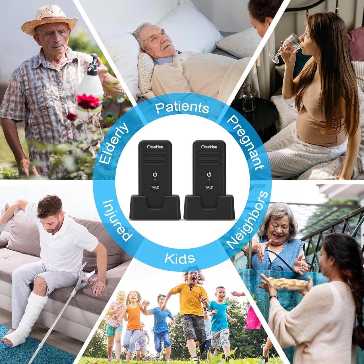 Alt view image 6 of 7 - Wireless for Home 16 Channels Long Standby Caregiver Wireless Intercom System for Elderly 1640ft Portable Intercom Two Way Room to Room Communication Intercom for Home Use, 4 Pack