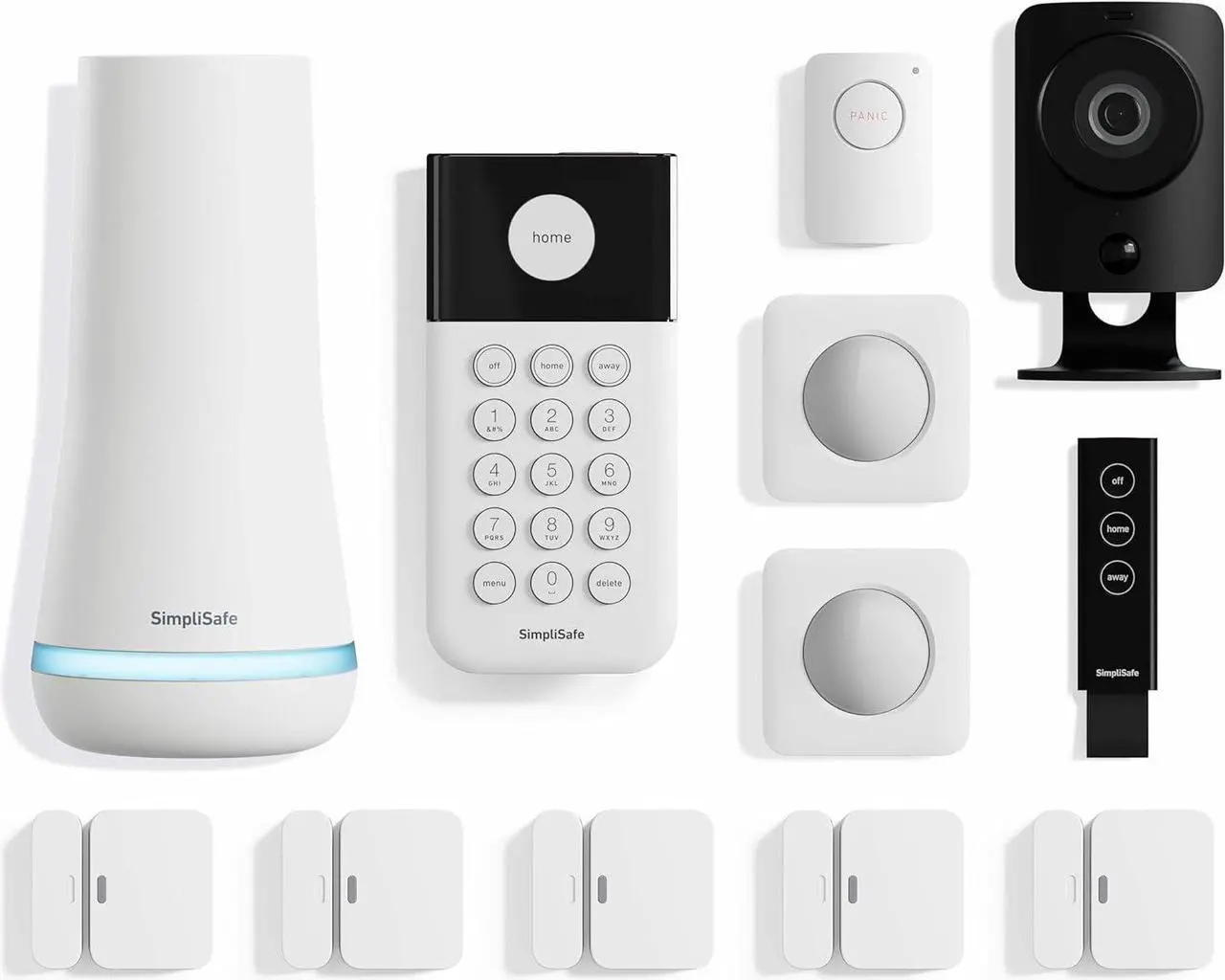 Main image of 12 Piece Wireless Home Security System w/HD Camera - Optional 24/7 Professional Monitoring - No Contract - Compatible with Alexa and Google Assistant, White