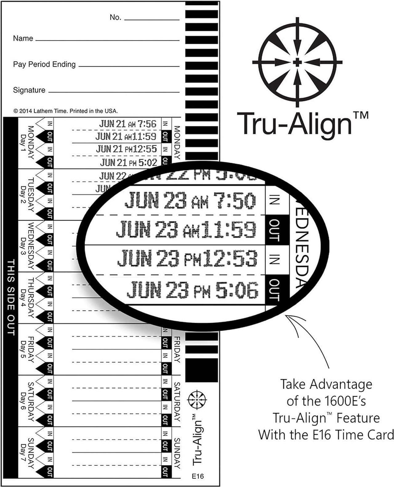 Alt view image 3 of 5 - 1600E Time Clock Machine and Document Stamp, Employee Clock in and Out System for Small Business, Tru-Align Time Cards, Charcoal Gray