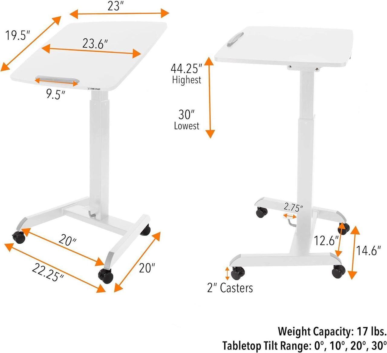 Alt view image 3 of 7 - Multifunctional Mobile Podium Desk | Portable Sit to Stand Lectern with Pneumatic Height Adjustment & Tilting Desktop | Rolling Laptop Stand | Mobile Desk for School, Home, Office (Black)