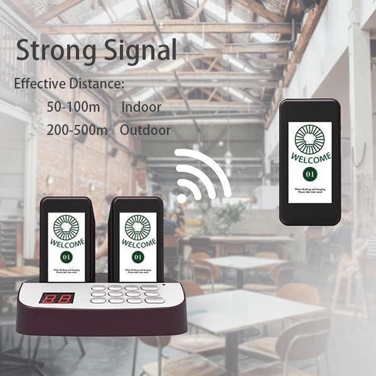 Alt view image 4 of 7 - Restaurant Pager System,Social Distancing Keeping 16 Pagers Buzzers,Wireless Guest Customer Service Calling System,Long Range Pagers for Restaurants,Waiting Paging System for Food Truck,