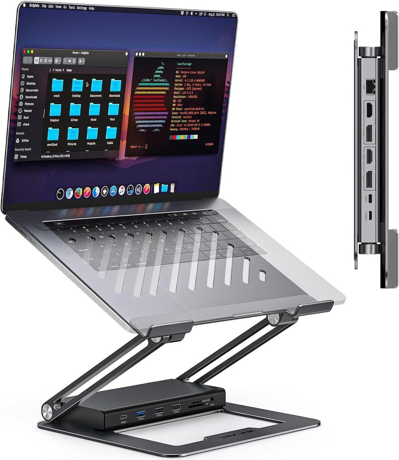 Main image of DisplayLink Docking Station,WAVLINK USB-C/A Laptop Dock with Ergonomic Design,5K DP1/2+HDMI1/2,100W PD in,2*USB 2.0,1Gbps RJ45,SD/TF Slots,4-Pole Jack,for M1/M2/M3 Mac/h P/Dell//Acer