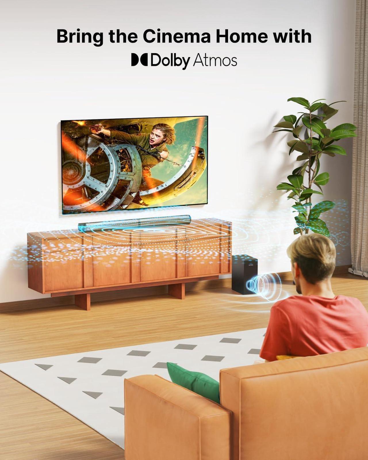 Alt view image 2 of 7 - 4.1ch Sound Bar for Smart TV with Dolby Atmos, 2-in-1 Bluetooth 5.3 Soundbar for TV with Subwoofer, 280W Peak Power, 3 EQ Modes TV Soundbar, Bass Boost, HDMI eARC, Apollo S60 Detachable Series
