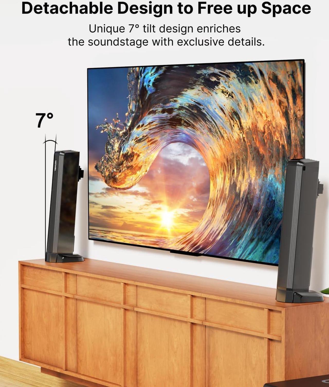 Alt view image 5 of 7 - 4.1ch Sound Bar for Smart TV with Dolby Atmos, 2-in-1 Bluetooth 5.3 Soundbar for TV with Subwoofer, 280W Peak Power, 3 EQ Modes TV Soundbar, Bass Boost, HDMI eARC, Apollo S60 Detachable Series