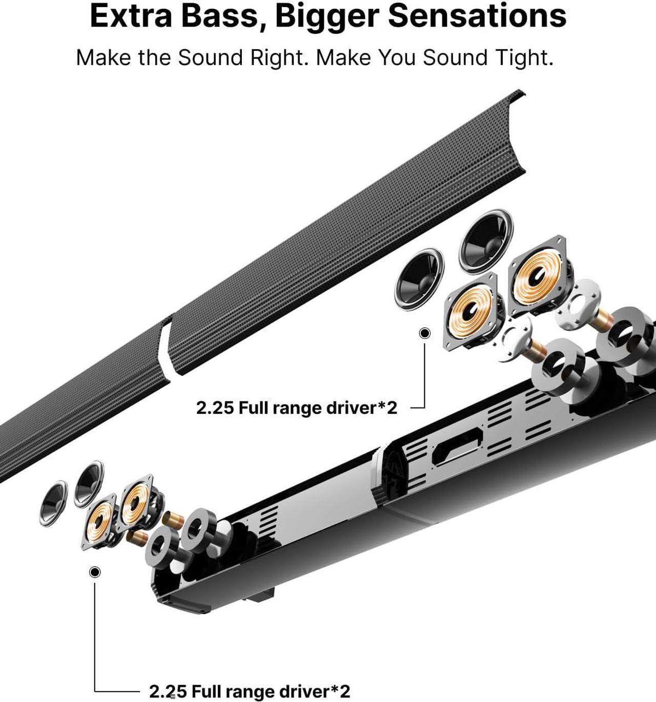 Alt view image 6 of 7 - 4.1ch Sound Bar for Smart TV with Dolby Atmos, 2-in-1 Bluetooth 5.3 Soundbar for TV with Subwoofer, 280W Peak Power, 3 EQ Modes TV Soundbar, Bass Boost, HDMI eARC, Apollo S60 Detachable Series