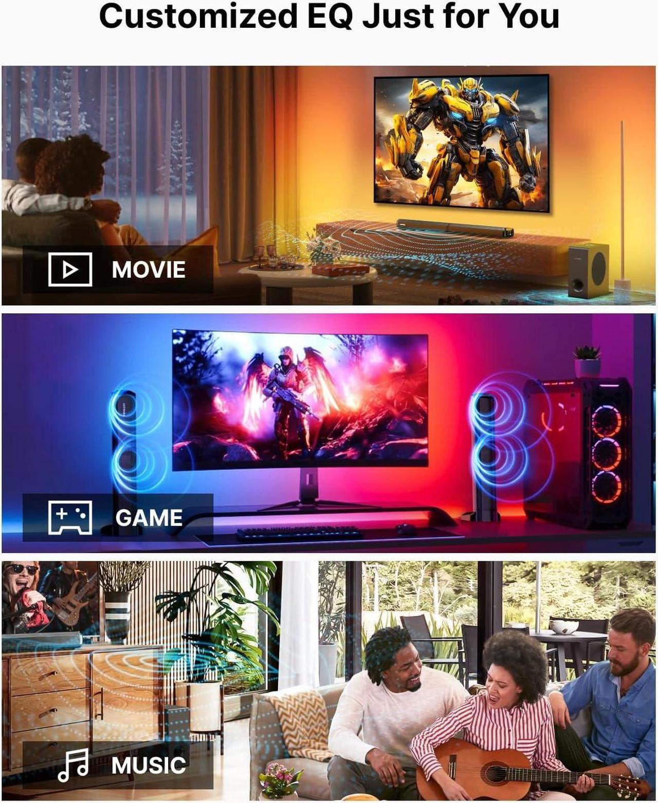 Alt view image 7 of 7 - 4.1ch Sound Bar for Smart TV with Dolby Atmos, 2-in-1 Bluetooth 5.3 Soundbar for TV with Subwoofer, 280W Peak Power, 3 EQ Modes TV Soundbar, Bass Boost, HDMI eARC, Apollo S60 Detachable Series