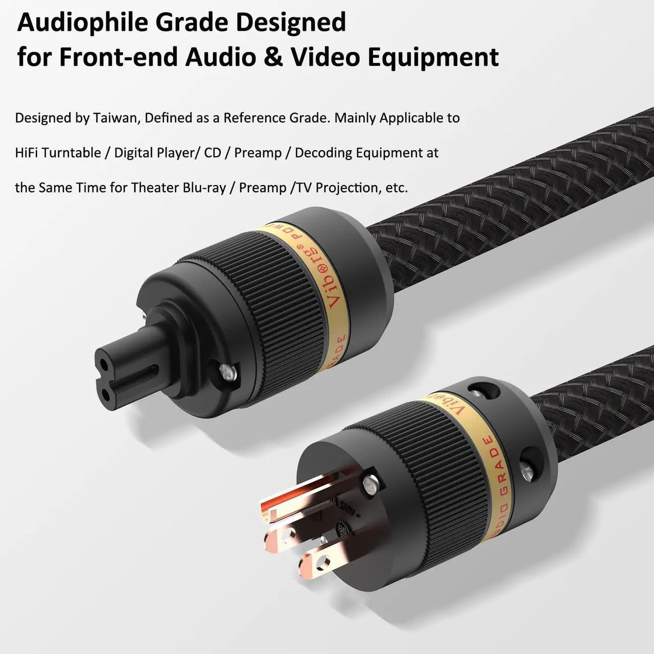 Alt view image 4 of 7 - Viborg C7 Hi-End Power Cable, Figure 8 Audio Power Cord, US AC Mains Cord with Copper Shielding (4.9FT/1.5M)