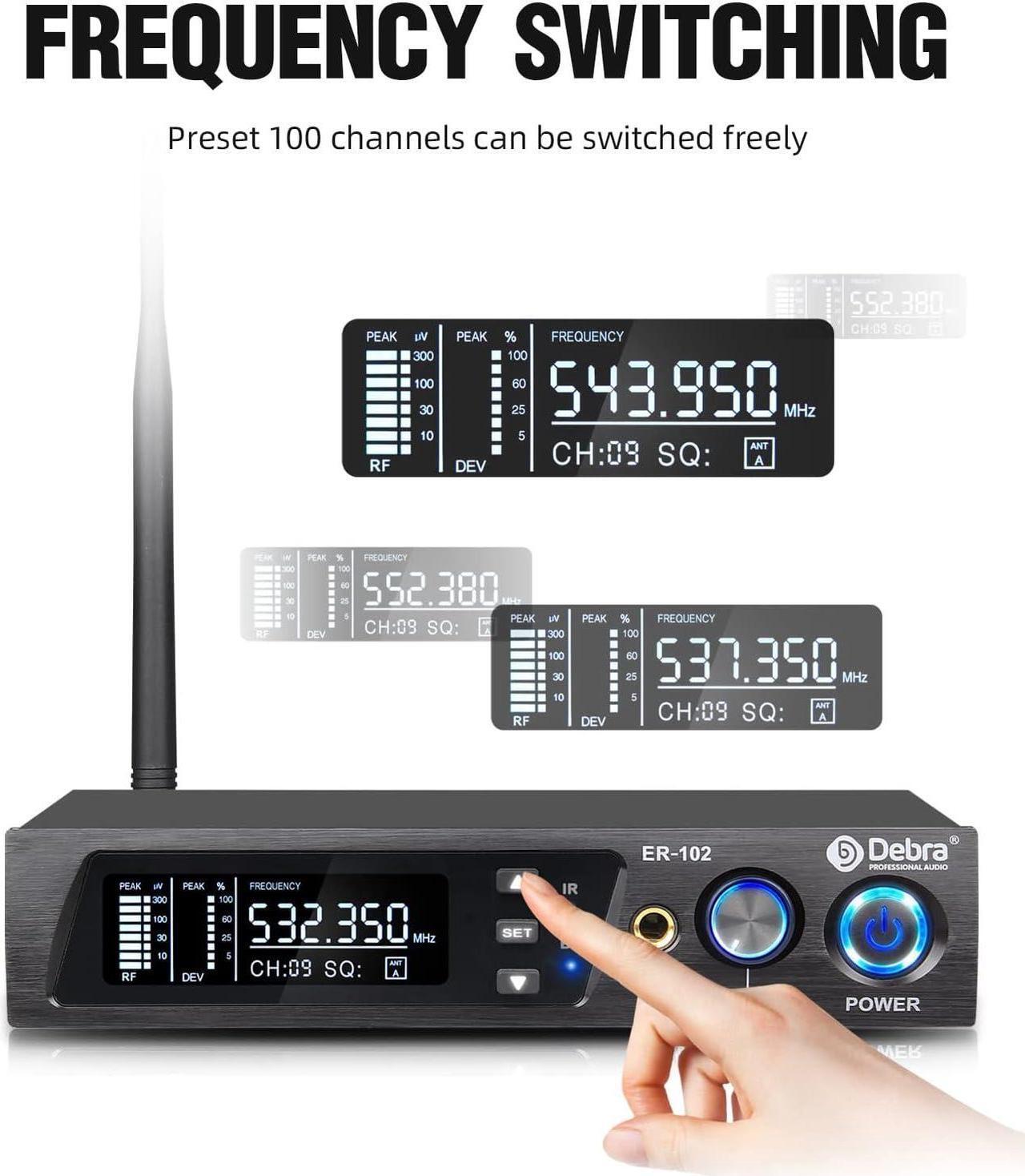 Alt view image 4 of 7 - ER-102 UHF IEM Wireless in Ear Monitor System with Monitoring Type for Stage, Band, Recording Studio,Guitar, Live Performance (Single Channel, 2 Bodypack)