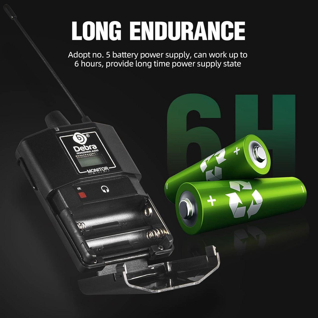 Alt view image 5 of 7 - ER-102 UHF IEM Wireless in Ear Monitor System with Monitoring Type for Stage, Band, Recording Studio,Guitar, Live Performance (Single Channel, 2 Bodypack)