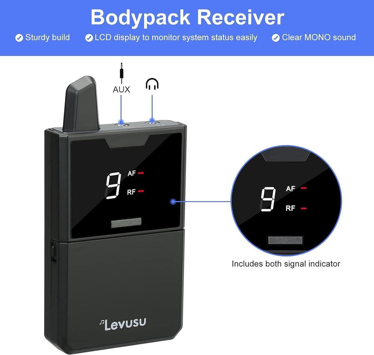 Alt view image 3 of 6 - Wireless in-Ear Monitor System with Earphone,180Ft, Rack Mount, Professional IEM Stereo System Transmitter and Beltpack for Studio, Guitar, Band Rehearsal, Live Performance (1 Bodypack)