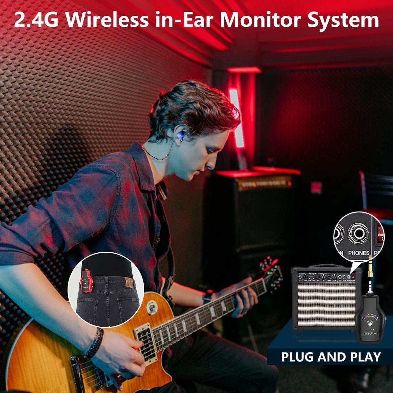 Alt view image 2 of 7 - Wireless in Ear Monitor System Set, Professional Wireless IEM System Headphone for Band Rehearsal (1TX+4RX)