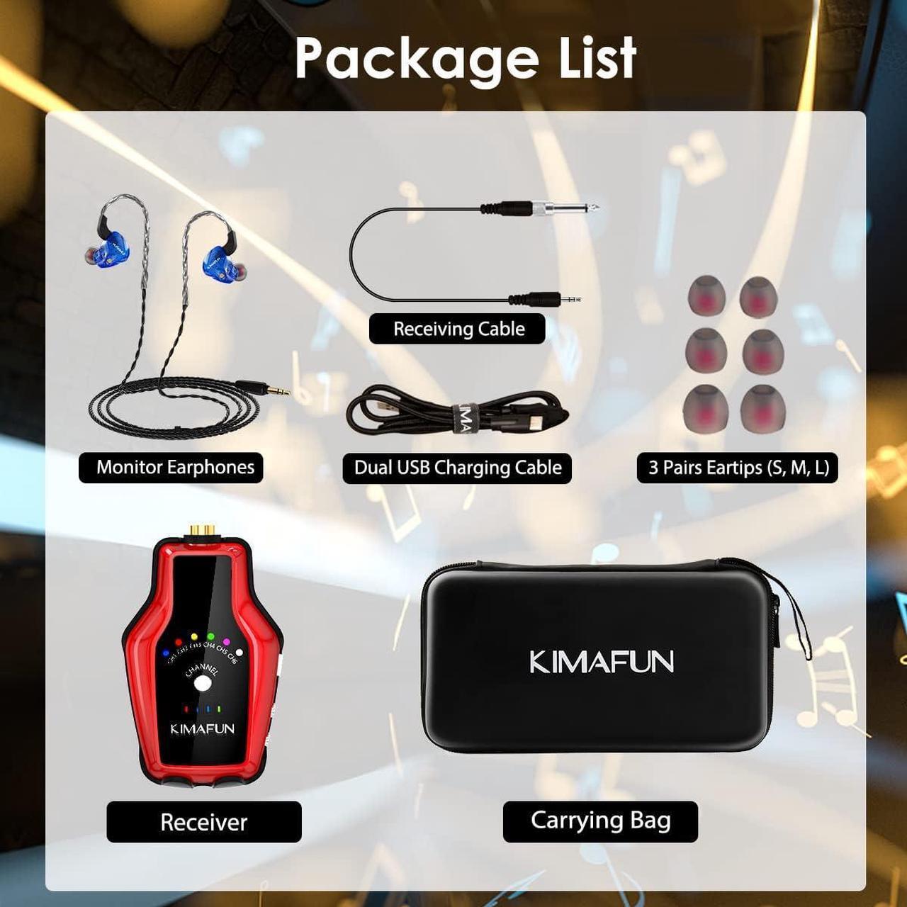 Alt view image 7 of 7 - Wireless in Ear Monitor System Set, Professional Wireless IEM System Headphone for Band Rehearsal (1TX+4RX)