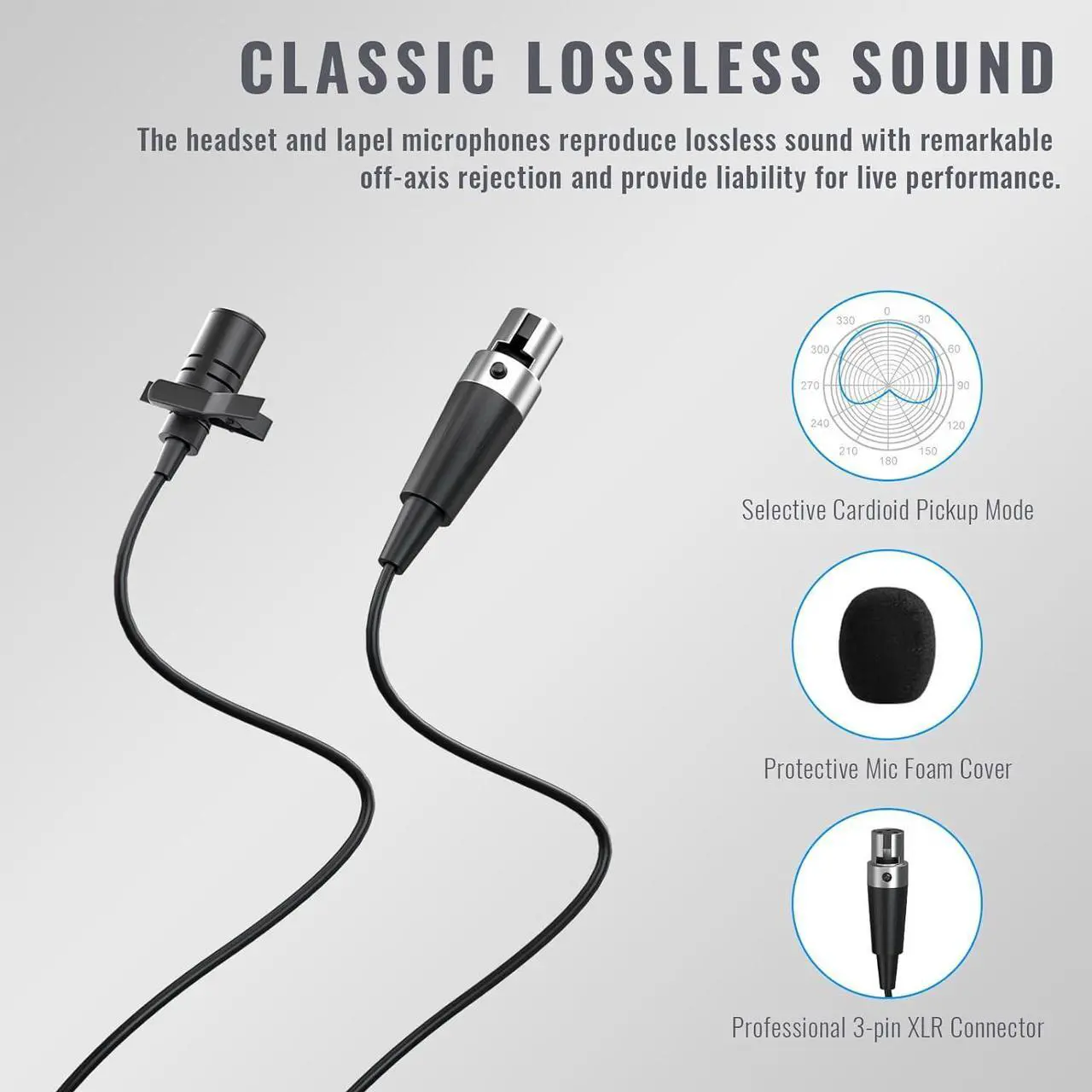 Alt view image 4 of 6 - Wireless Microphone System w/ 2x30 Frequencies, Metal Cordless Mic Set, 2 Bodypacks & Headsets/Lapel Microphones for Speaking, Singing, Church, DJ (PTU-52-2B)