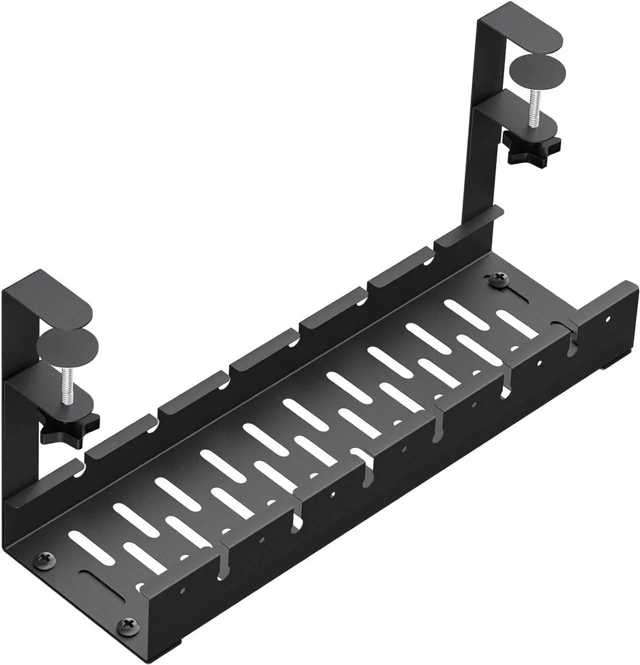 Main image of Extendable Under Desk Cable Management, Metal Cable Management Tray Under Desk with Clamp, Retractable Power Strip Cord Holder for Wire Management 31Inch (2 Pack Extendable 31')