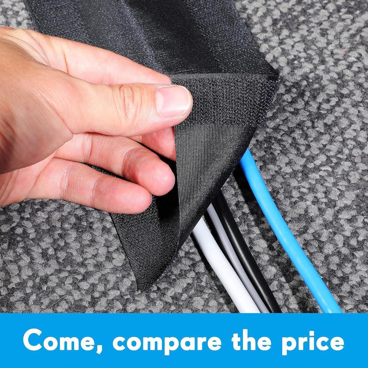 Alt view image 5 of 7 - Cord Cover Floor Carpet Cable Cover Floor Wire Cover Protector Cable Management for Office Carpet, Keep Cable Organized and Protect Cords (Black,4 Inch X 200 Feet)