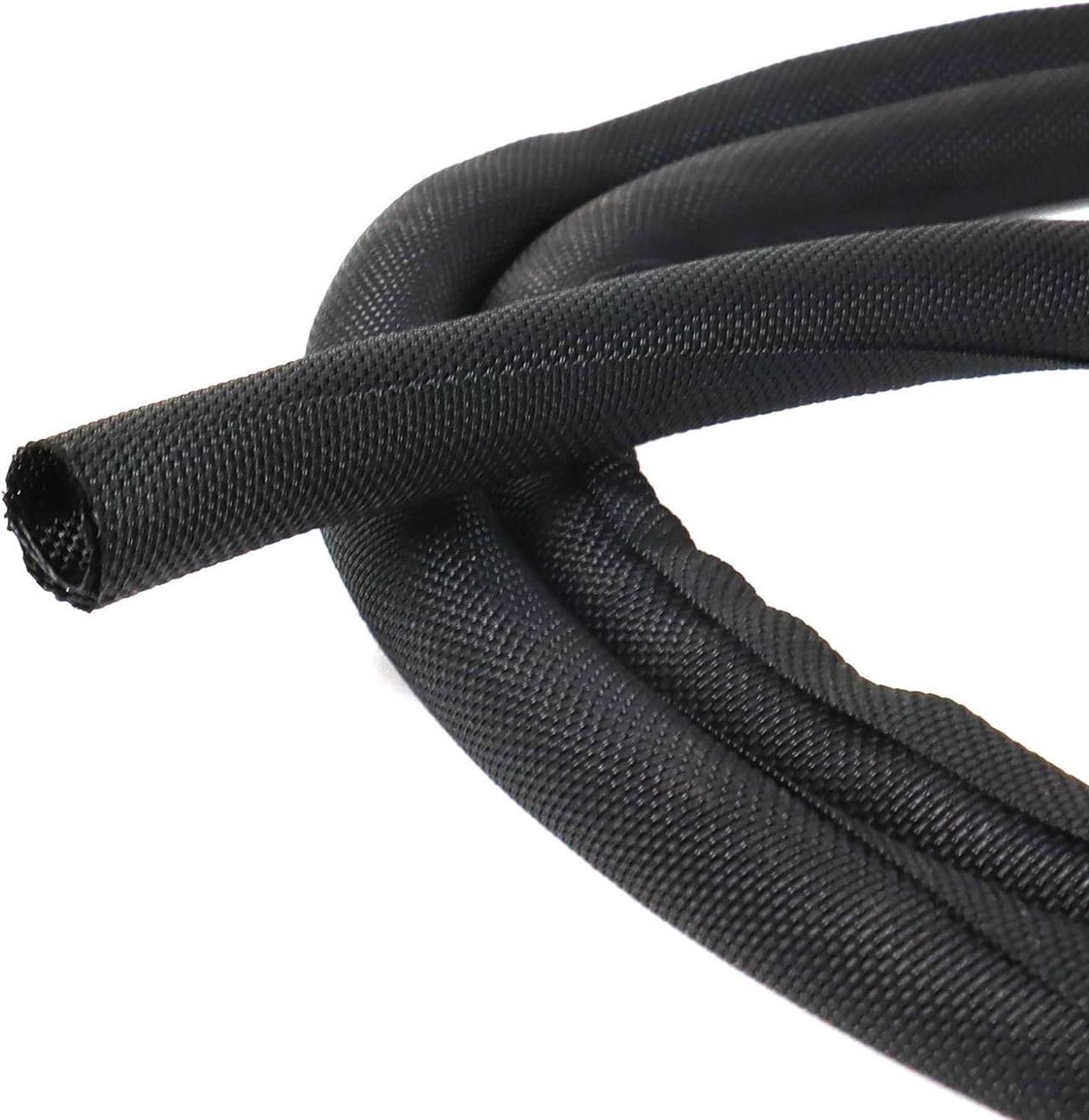 Main image of Black Braided Cable Management Sleeves Wire Loom Tubing Cord Protector Self-Wrapping (1-30Feet)