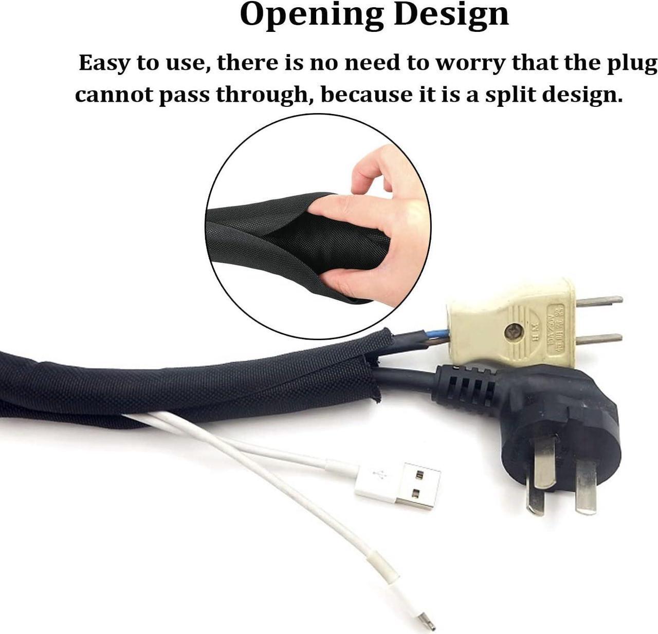 Alt view image 3 of 7 - Black Braided Cable Management Sleeves Wire Loom Tubing Cord Protector Self-Wrapping (1-30Feet)