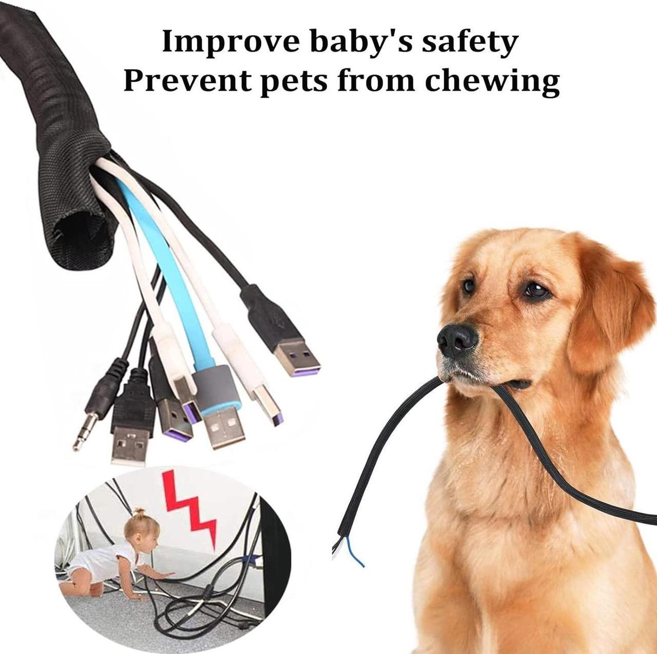 Alt view image 6 of 7 - Black Braided Cable Management Sleeves Wire Loom Tubing Cord Protector Self-Wrapping (1-30Feet)